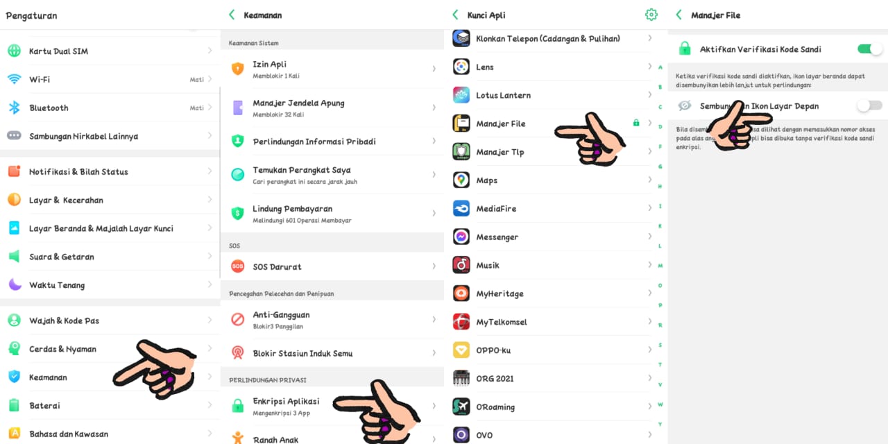 How to hide applications on Oppo Hp